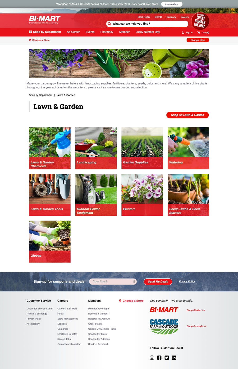 Lawn and Garden department landing page on bimart.com